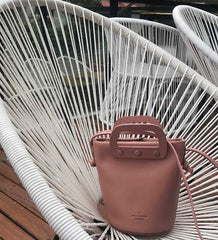 Cute Leather Pink Womens Mini Bucket Purse Handbag Barrel Shoulder Bag for Women