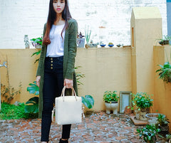 Handmade Leather Beige Womens Square Box Handbag Shoulder Bag Purse for Women