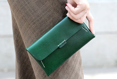 Handmade leather detachable clutch purse long wallet purse clutch women - EverHandmade