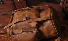 Cool Brown Leather Mens Backpack Large Brown Travel Backpack Hiking Backpack for men