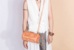 Handmade Leather Handbag Purse Bucket Bag Round Circle Bag Crossbody Bag Shoulder Bag Purse For Women - EverHandmade