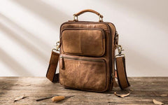 Cool Leather Brown Small Mens Messenger Bag Vintage Shoulder Bag  for Men