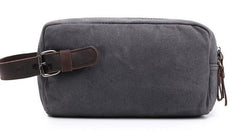 Cool Waxed Canvas Leather Mens Zipper Wristlet Bag Vintage Clutch Zipper Bag for Men