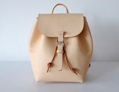 Handmade Leather Beige Womens Backpack Travel Backpack School Backpack for Women