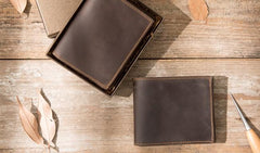 Cool Leather Vintage Mens Slim Small Wallets Zipper billfold Wallets for Men