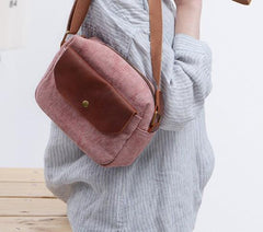 Cool Mens Canvas Leather Side Bag Gray Courier Bag Messenger Bag for Men