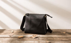 Cool Leather Black Mens Messenger Bags Vintage Shoulder Bags  for Men