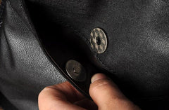 Genuine Leather Mens Cool Backpack Large Black Travel Backpack for men