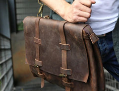 Vintage Leather Mens Briefcase Messenger Bag Handbag Shoulder Bag for men