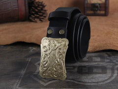 Genuine Leather Punk Rock Biker Trucker Mens Floral Belt Men Black Coffee Belt for Men