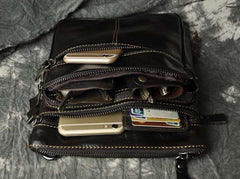 Mens Leather Small Side Bag Messenger Bag Courier bag for Men
