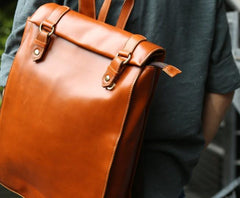 Brown Leather Mens Backpack Travel Backpacks Laptop Backpack for men