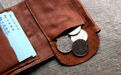 Cute LEATHER Wrinkled Womens Small Wallet Bifold Leather Small Wallets FOR Women