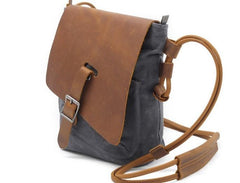 Cool Mens Waxed Canvas Leather Small Courier Bags Canvas Side Bags Messenger Bag for Men