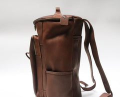 Mens Leather Barrel Backpack Cool Travel Bag Weekender Bag for men