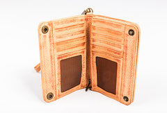 Handmade Genuine Leather Wallet billfold Leather Wallet Slim Bifold Wallet Wristlet Bag For Women - EverHandmade