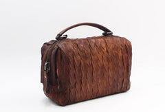 Handmade Leather Handbag Boston Bag Purse Crossbody Shoulder Bag for Women Lady - EverHandmade