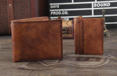 Handmade Genuine Leather Mens Cool Billfold Leather Wallet Men billfold Wallets Bifold for Men