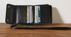 Genuine Leather Mens Cool billfold Leather Wallet Men Small Wallets Trifold for Men