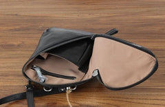 Handmade Genuine Leather Mens Cool Chest Bag Sling Bag Crossbody Bag Travel Bag Hiking Bag for men