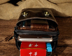 Small Mens Leather Belt Pouch Holsters Belt Cases Cell Phone Waist Pouches for Men