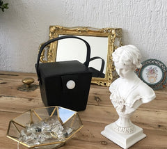 Cute Leather Black Womens Mini Box Purse Handbag Barrel Shoulder Bag for Women