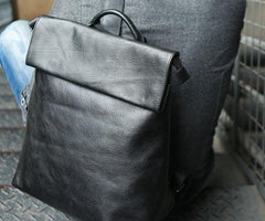 Cool Black Mens Leather Backpack Travel Backpacks Laptop Backpack for men