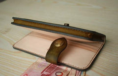 Handmade Mens Vintage Leather Long Biker Wallet Cool Long Chain Wallet for Men