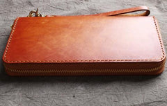 Handmade Leather Wristlet Wallet Mens Long Wallet Cool Long Clutch Wallet for Men