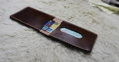 Leather Mens Slim Front Pocket Bifold Small Wallets License Wallet for Men