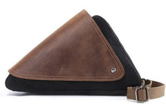 Mens Waxed Canvas Leather Triangular Side Messenger Bag Canvas Courier Bags for Men