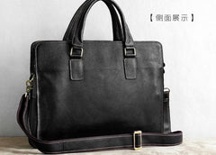 Vintage Black Leather Mens Briefcases Work Bag Laptop Bag Business Bag for Men