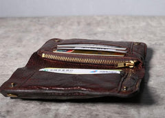 Handmade Genuine Leather Mens Cool Slim Leather billfold Wallet Men Small Wallets Bifold for Men