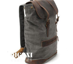Cool Canvas Leather Mens School Backpack Laptop Backpack Canvas Travel Backpack Canvas for Men