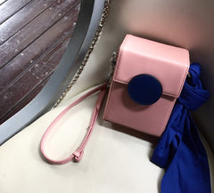 Cute Leather Pink Womens Mini Box Chain Purse Box Shoulder Bag for Women