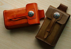 Handmade Cool Leather Cell Phone Holsters Belt Pouch Mens Waist Bag for Men