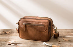 Cool Leather Mens Small Side Bag Messenger Bags Shoulder Bags for Men