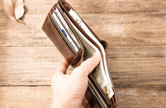 Cool Leather Mens Small Wallets Bifold Vintage billfold Wallets for Men