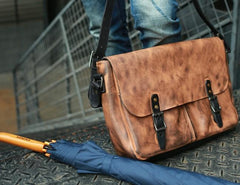 Cool Handmade Vintage Leather Mens Messenger Bags Shoulder Bag for men