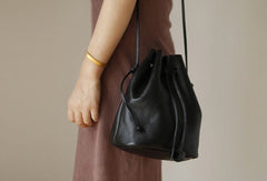 Genuine Leather Cute Bucket Bag Crossbody Bag Shoulder Bag Women Leather Purse