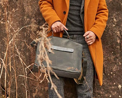 Mens Black Leather Large Briefcase Handbag Work Bag Business Bag for Men