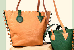Handmade Genuine Leather Shopper Bag Bucket Bag Shoulder Bag Purse For Women - EverHandmade