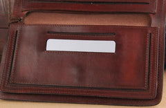 Genuine Leather Mens Cool Biker Chain Wallet Long Leather Wallet Slim Clutch Wristlet Wallet for Men