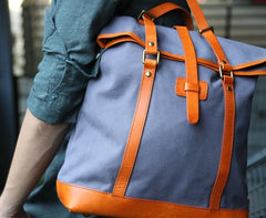 Canvas Leather Mens Backpack Travel Backpacks Laptop Backpack for men