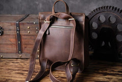 Vintage Brown Leather Mens Backpack Satchel Backpack School Backpack for men