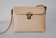 Handmade Leather Beige Womens Vintage Crossbody Purse Shoulder Bag for Women