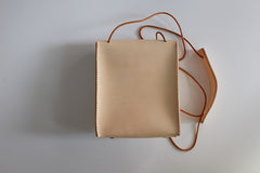 Handmade Leather Beige Womens Small Phone Crossbody Purse Shoulder Bags for Women