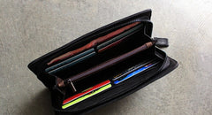 Vintage LEATHER Womens Long Wallet Fashion Zipper Long Wallets FOR Women