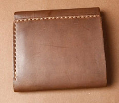 Handmade Coffee Leather Mens Small Trifold Wallet Cool billfold Wallet for Men