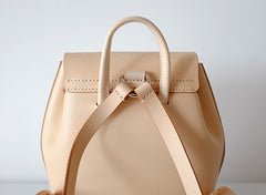 Handmade Leather Beige Womens Backpack Travel Backpack School Backpack for Women